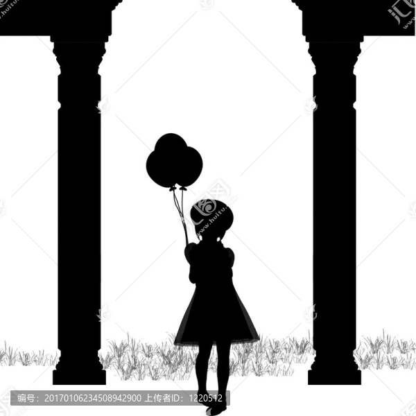 剪影女孩氣球