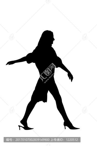 剪影行走的女人