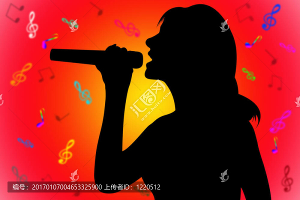 唱歌的女人剪影