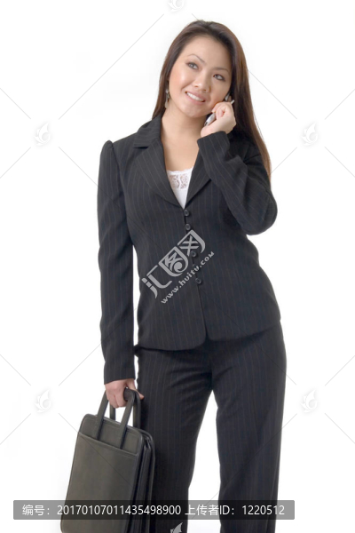 亞洲商人的手機(jī)上的女人