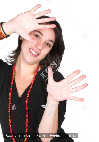 美麗的女人用手的臉