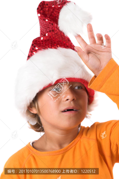 帶santa帽子的男孩