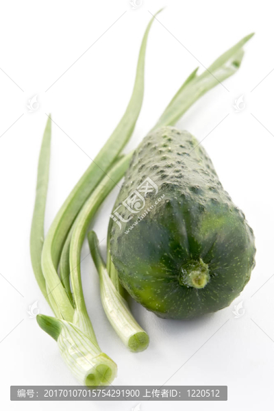 綠洋蔥和成熟黃瓜