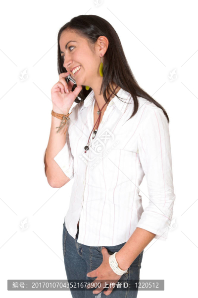 美麗的女孩在電話里交談