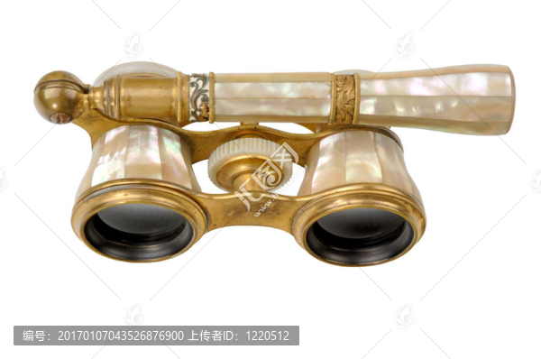 古董歌劇眼鏡-角度俯視孤立。