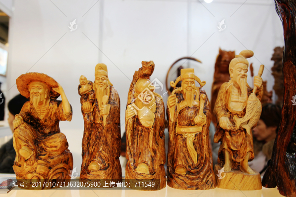 人物木雕,福祿壽喜