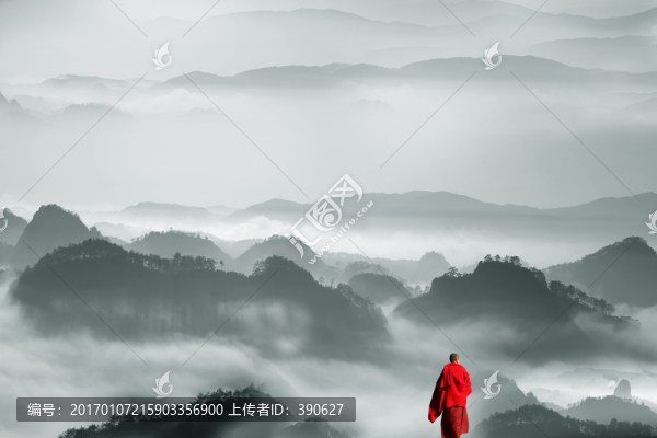 禪意水墨山