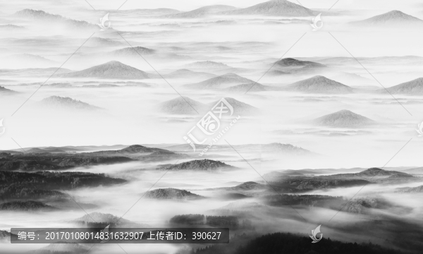 高山風(fēng)光,水墨遠(yuǎn)山