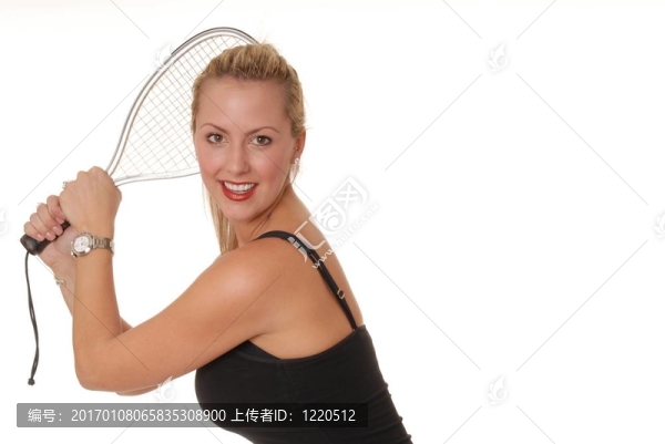 1球拍的女孩