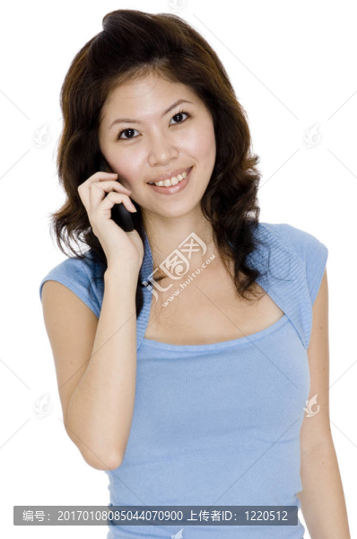 亞洲女人在電話里