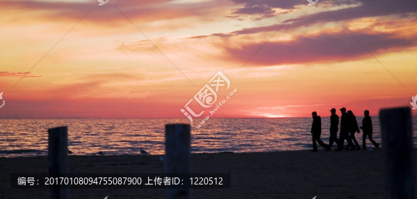 粉紅海灘日落
