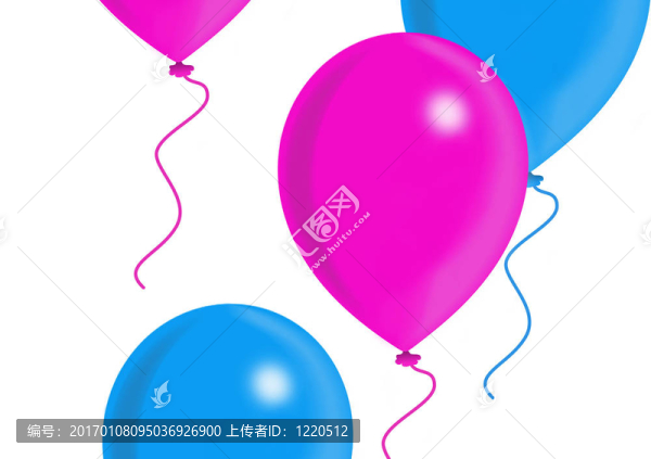 藍(lán)色；粉紅色的氣球