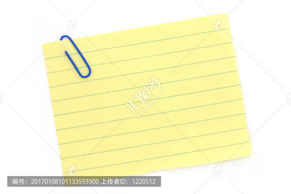 黃色的信紙藍色回形針