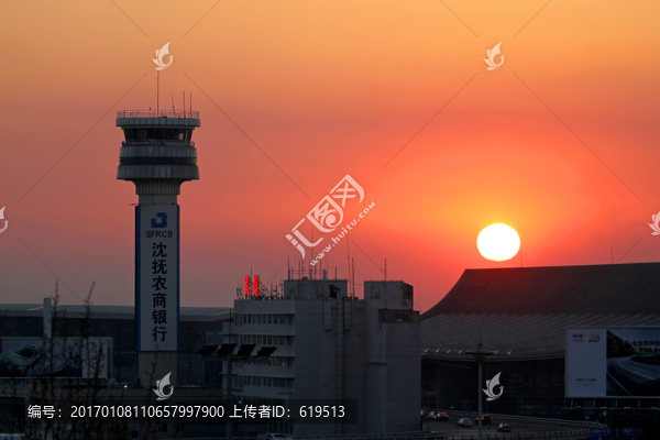 夕陽黃昏,沈陽機(jī)場全景