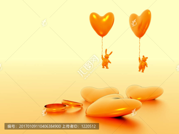 情人節(jié)的動物和氣球；節(jié)日的愛。