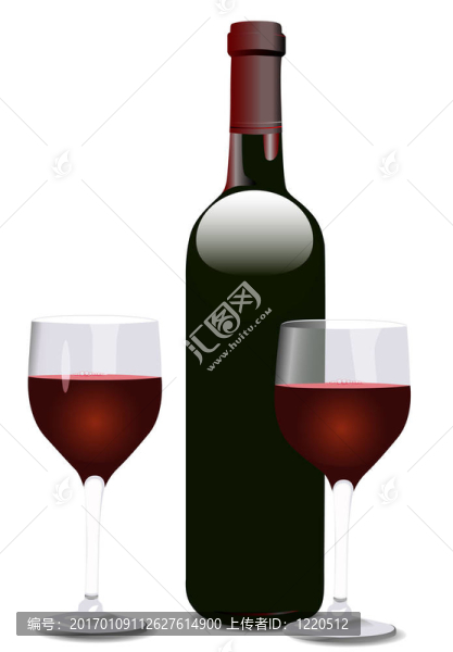 酒瓶和兩個(gè)玻璃杯