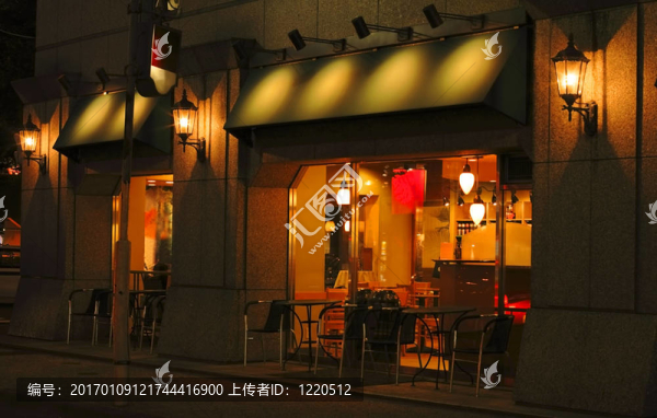 夜間咖啡酒吧和陽臺(tái)