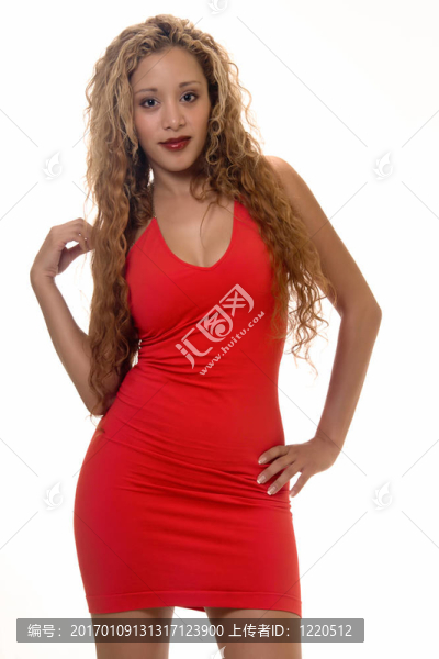 穿紅衣服的女士