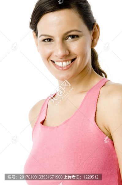 女人在粉紅色的