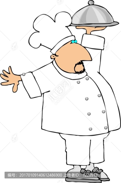 廚師拿著一個(gè)蓋子