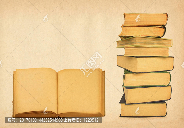 對垃圾背景的古董書