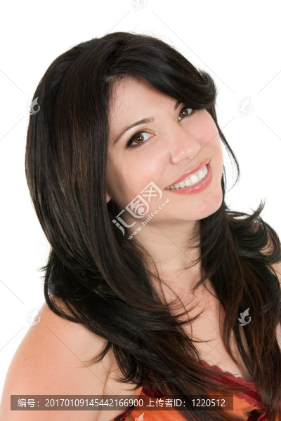 微笑的女人有長頭發(fā)