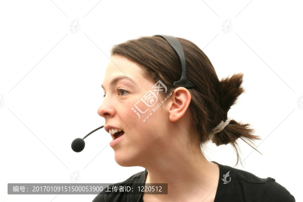 帶耳機的商務(wù)女士