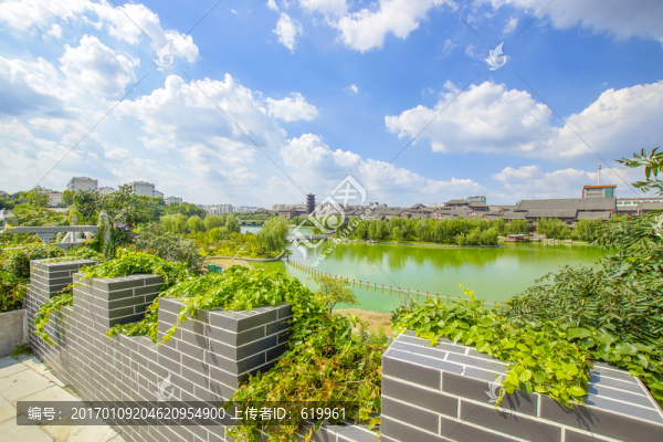 藍天白云下的城市風光