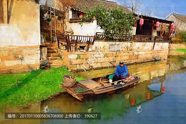 江南古鎮(zhèn)油畫