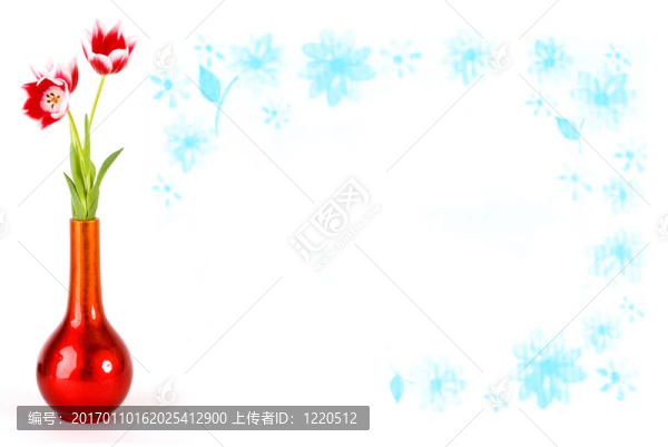 紅色花瓶里的郁金香