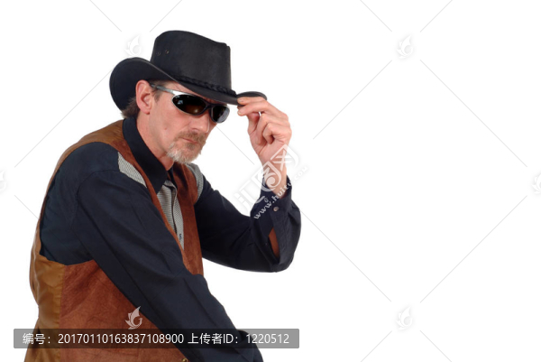 迷人的牛仔與眼鏡；沉思的神情