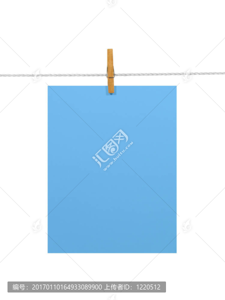 晾衣繩上的天藍色紙張（2裁剪路徑）
