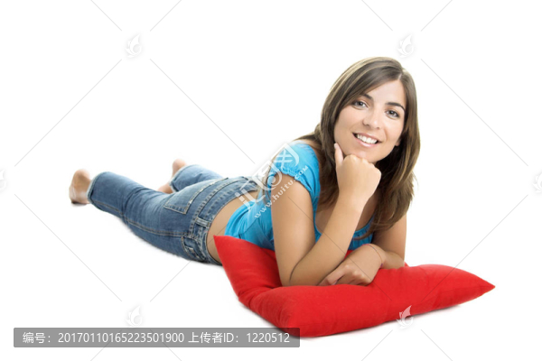 漂亮的女人，有一個(gè)柔軟的墊子