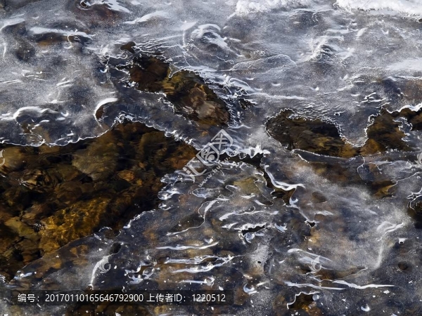 冰凍的森林溪流