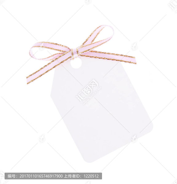 帶絲帶弓的白色禮品標(biāo)簽