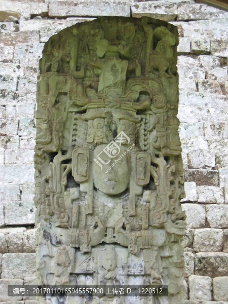 Maya,deus的雕像；Copan；洪都拉斯
