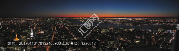 查看所有城市的夜晚從帝國大廈；紐約；全景