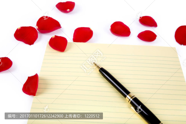 玫瑰花瓣和紙