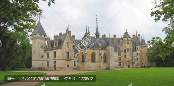 大的法國城堡；Meilland,castle；法國；全景