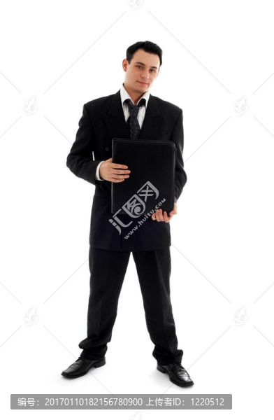 帶有黑色文件夾的商人