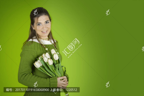 女人與郁金香