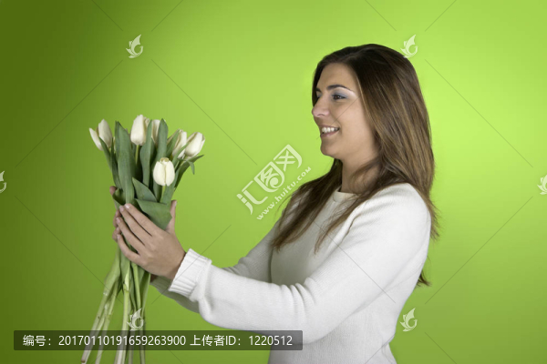 女人與郁金香