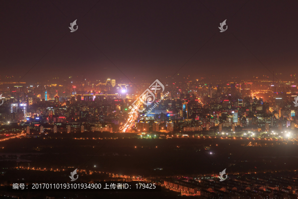 西山遠(yuǎn)眺北京城西城區(qū)夜景