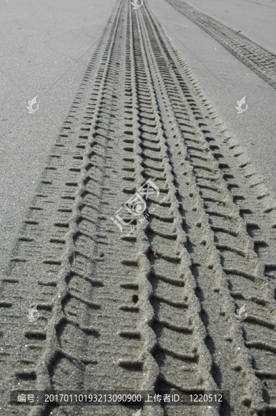 砂中的輪胎痕跡