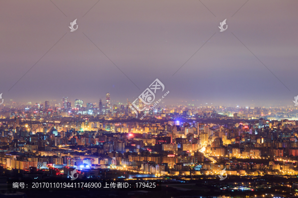 西山遠(yuǎn)眺北京城西城區(qū)夜景