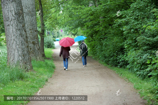 在公園里散步