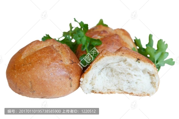 新鮮的面包與白backgroundh蔥
