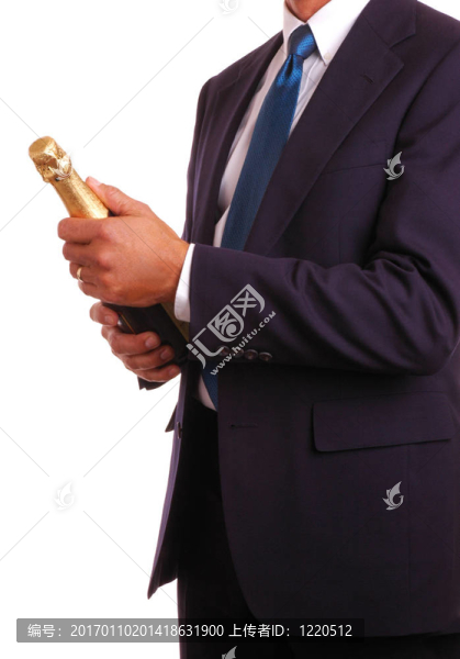 一瓶香檳的商人