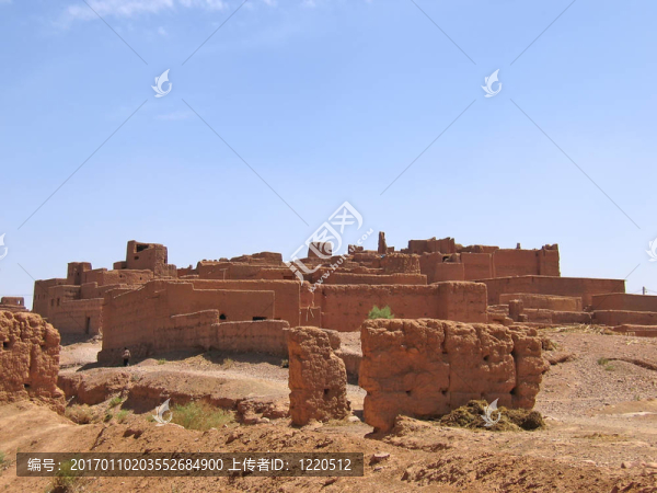 沙漠中的古老的城堡；Zagora；德拉谷；摩洛哥