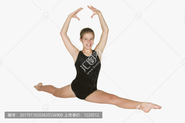 12歲的女孩在體操姿勢(shì)